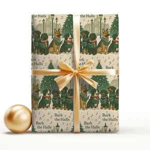Dog Christmas Wrapping Paper - "Bark the Halls" Retro Funny Dog Lover Gift Wrap