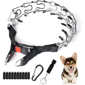 Adjustable Pinch Prong Dog Training Collar with Quick Release Buckle No Pull Design for Small Medium Large Dogs, Size S(10"-13")