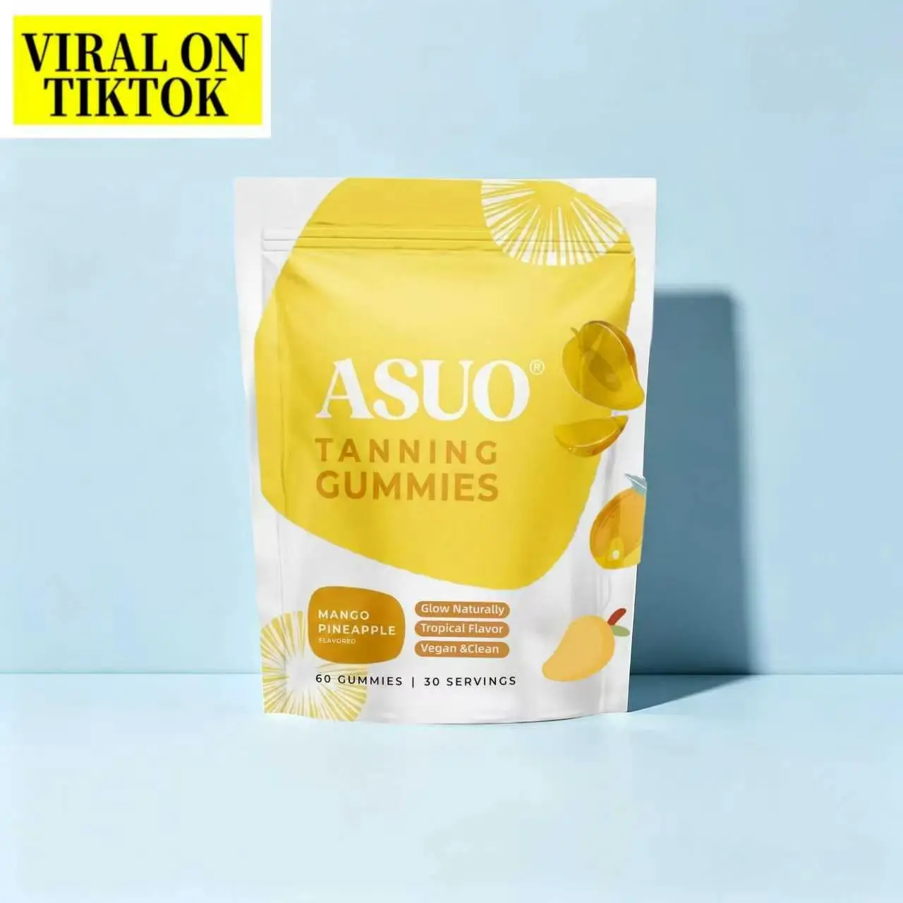 ASUO Edible Chewable Tanning Gummies for Women & Men - Oral Dietary Self-Tan Supplements (No Sun Needed) - Fast-Acting Melanin Boost with Beta Carotene, Astaxanthin, Lycopene, Niacinamide, Vitamin C for Skin, Hair & Nail Care, Natural, Skin Care