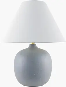 Pewter Traditional Table Lamp with linen details for bedside or console tables