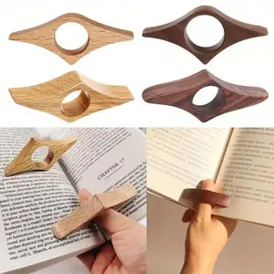 Wooden Thumb Bookmark, 1 Count Portable Lightweight Book Page Holder, Reading Thumb Book Support for Office Book Lovers, Book Accessories