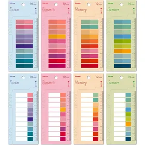Book Tabs for Annotating, 1600 count Sticky Tabs with Ruler, Transparent Sticky Notes, Colorful Morandi Page Markers for Notebooks, Multi-Colored Writable and Repositionable Book Flags Strip