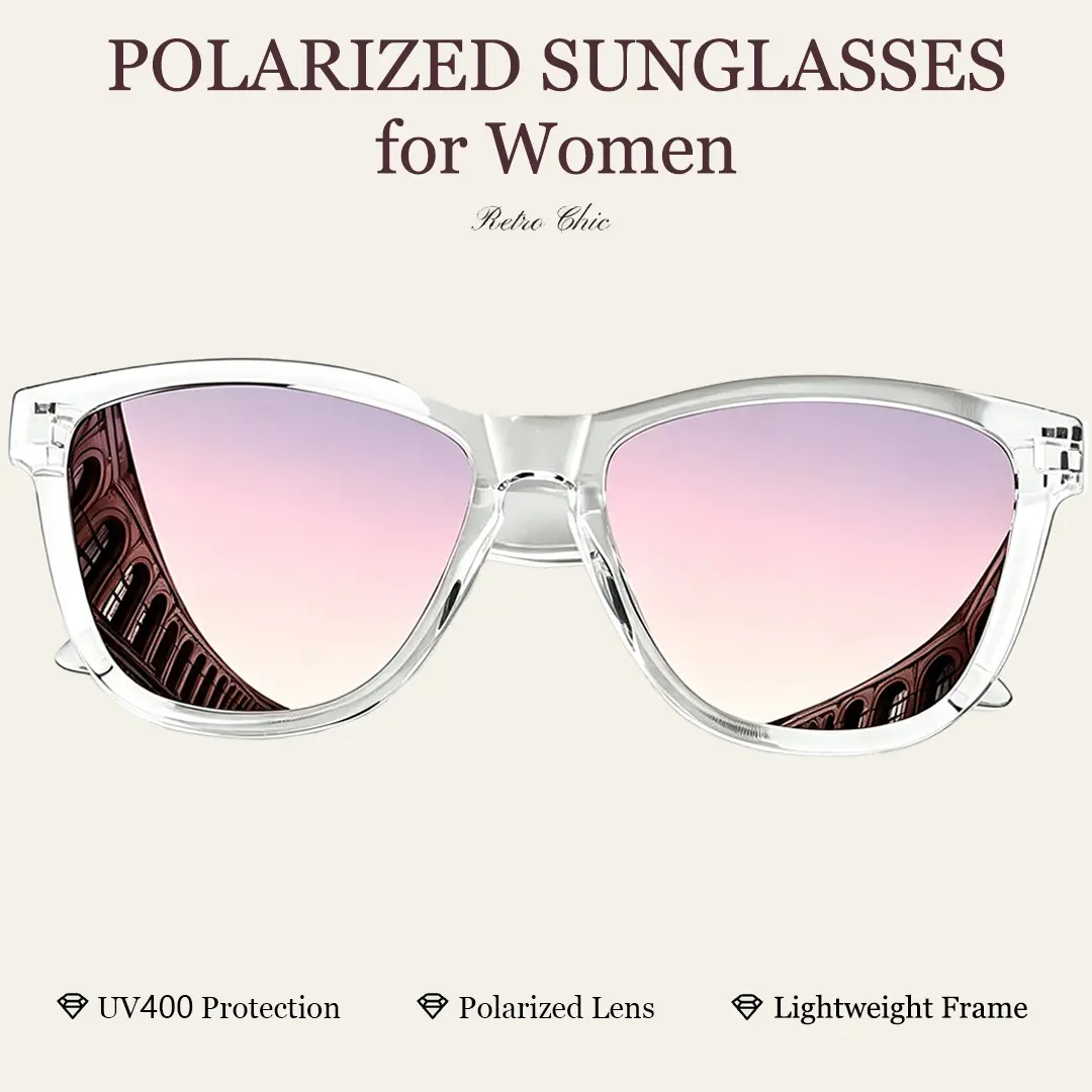 Retro Polarized Sunglasses for Women , UV400 Protected TAC Lens with Lightweight TR90 Frame, Viral Tiktok Fashion Sunnies