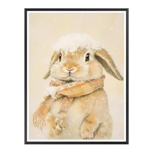Charming Bunny Prints Vintage Farmhouse Wall Art for Nursery Decor - Adorable Winter Bunny Wall Art - Canvas Wall Art for Bedroom, Living Room Ornaments Decoration