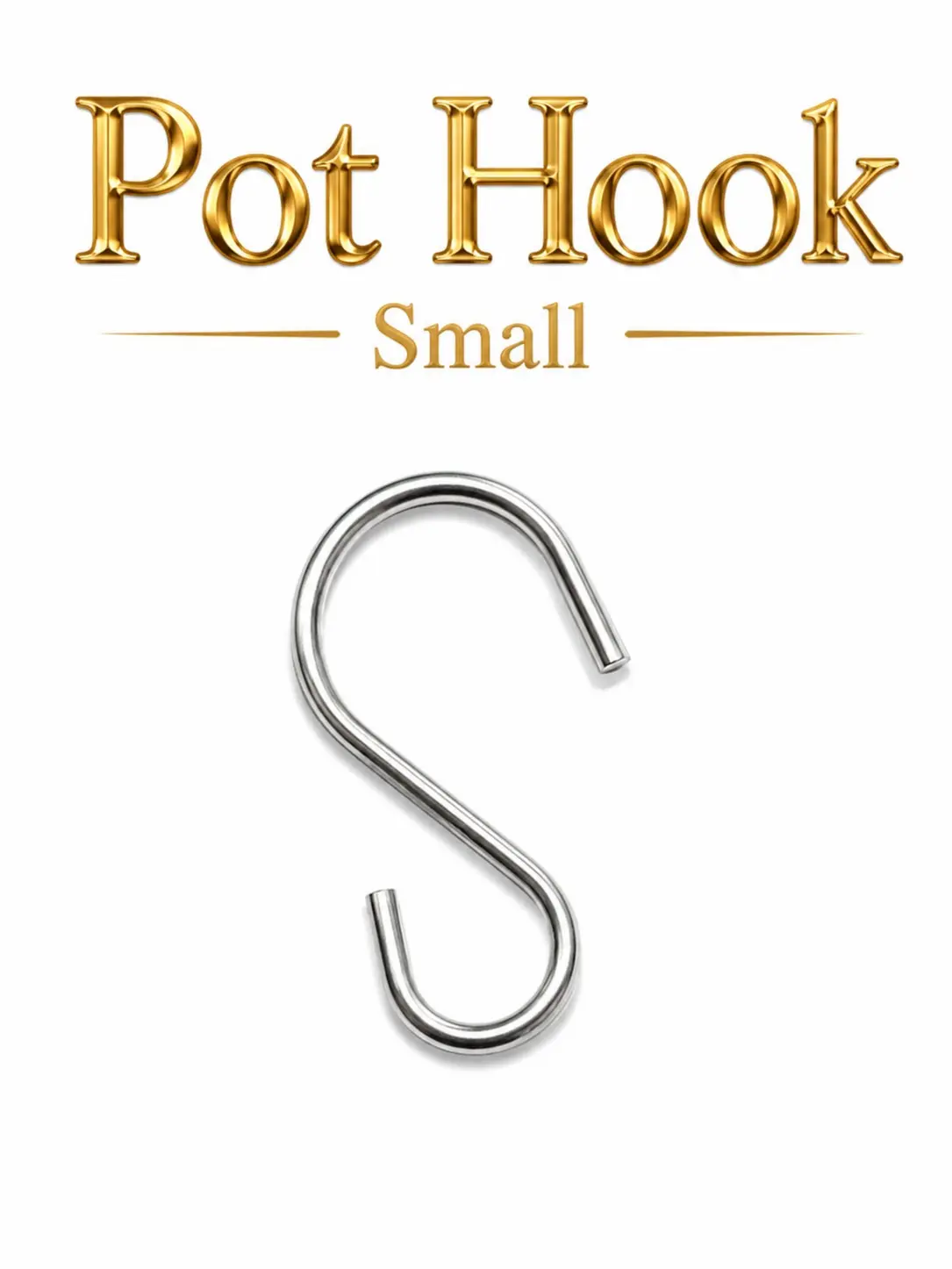 Lightweight Metal S-Shaped Pot Hook - 6-in Small Silver Hook for Hanging Plants, Jewelry, Beads