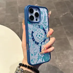 Chic Magnetic Case for iPhone11/12/13/14/15/16/promax Blue Ocean Creatures MagSafe Ready, Anti-Slip, Ultra Thin | Aesthetic Touch for Daily Use