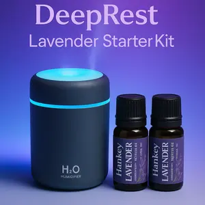 DeepRest Kit: 3-in-1 Mini Humidifier & Aroma Diffuser with Lavender Sandalwood Featuring a Soothing Night Light