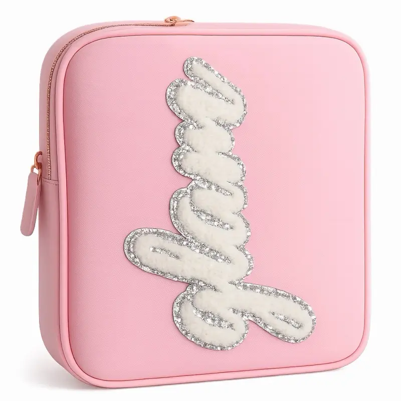 GLOW LED Makeup Organizer Case – Pink potable Travel Vanity Case with Lighted Mirror and different lights