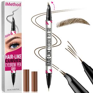 iMethod Curved Eyebrow Pen - Microblading, Liquid,  2-in-1 Dual-Ended with Micro-Fork-Tip Applicator, Waterproof and Long Lasting Makeup Cosmetic