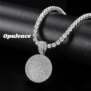 925 Sterling Silver Iced Out Round Pendant Necklace | Tennis Chain Hip Hop Jewelry for Men & Women | Birthday Gift Idea birthday gift