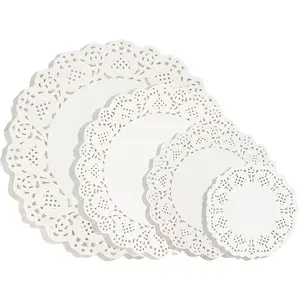 200 Paper Doilies Assorted Sizes - Round Disposable Paper Placemats 4.5, 6.5, 8.5, 10.5 Inch Charger Plates White Table Lace Doilies for Dessert Tray  Table Decor for Party Wedding