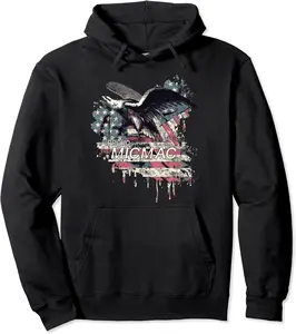 Micmac American Indian Tribe Old theme Vintage USFlag Eagle Pullover Hoodie - Claragonz Shop 89B0CCN1L4GM