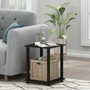 2-Tier Combo Dimensioned Dual-Use Easy End Tables Set of 2 (Americano Finish) - Functional Simplistic Indoor Side Tables, Easy Assembly for Bedrooms, Small Spaces, 2-Tier End Tables
