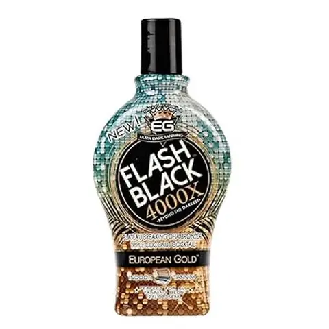 European Gold Flash Black 4000X Indoor Tanning Lotion with Time-Release DHA Bronzers 12 oz Body Care Coconut Formula