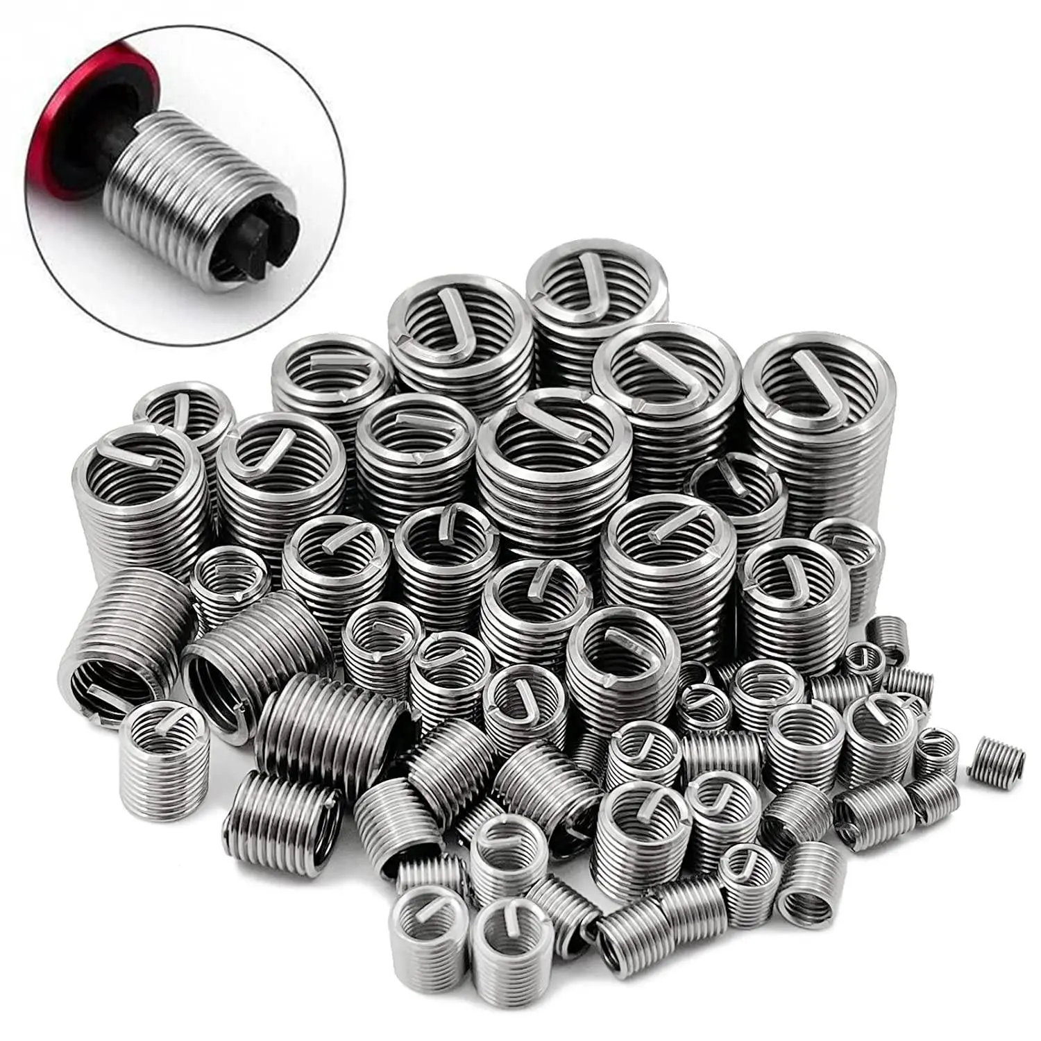 M3-M12 304 Stainless Steel Wire Thread Insert Heavy Duty Socket Set, Wire Threaded Sleeve Thread Repair Kit, Hand Tool Accessories