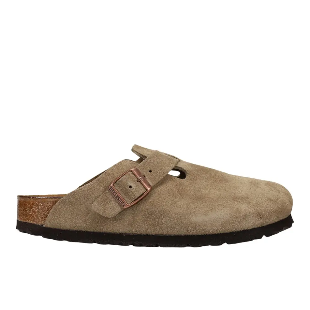 BIRKENSTOCK Womens Boston Soft Footbed Suede Leather Clogs Casual - Beige BIRKENSTOCK Womens Boston Soft Footbed Suede Leather Clogs Casual - Beige