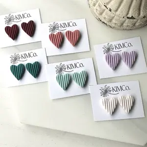 Ribbed Heart Stud Earrings