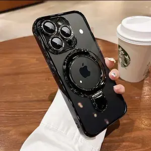 MagSafe Magnetic Phone Case with 360° Ring Stand Shockproof Clear iPhone Case with Built-In Grip & Kickstand for Enhanced Grip and Viewing