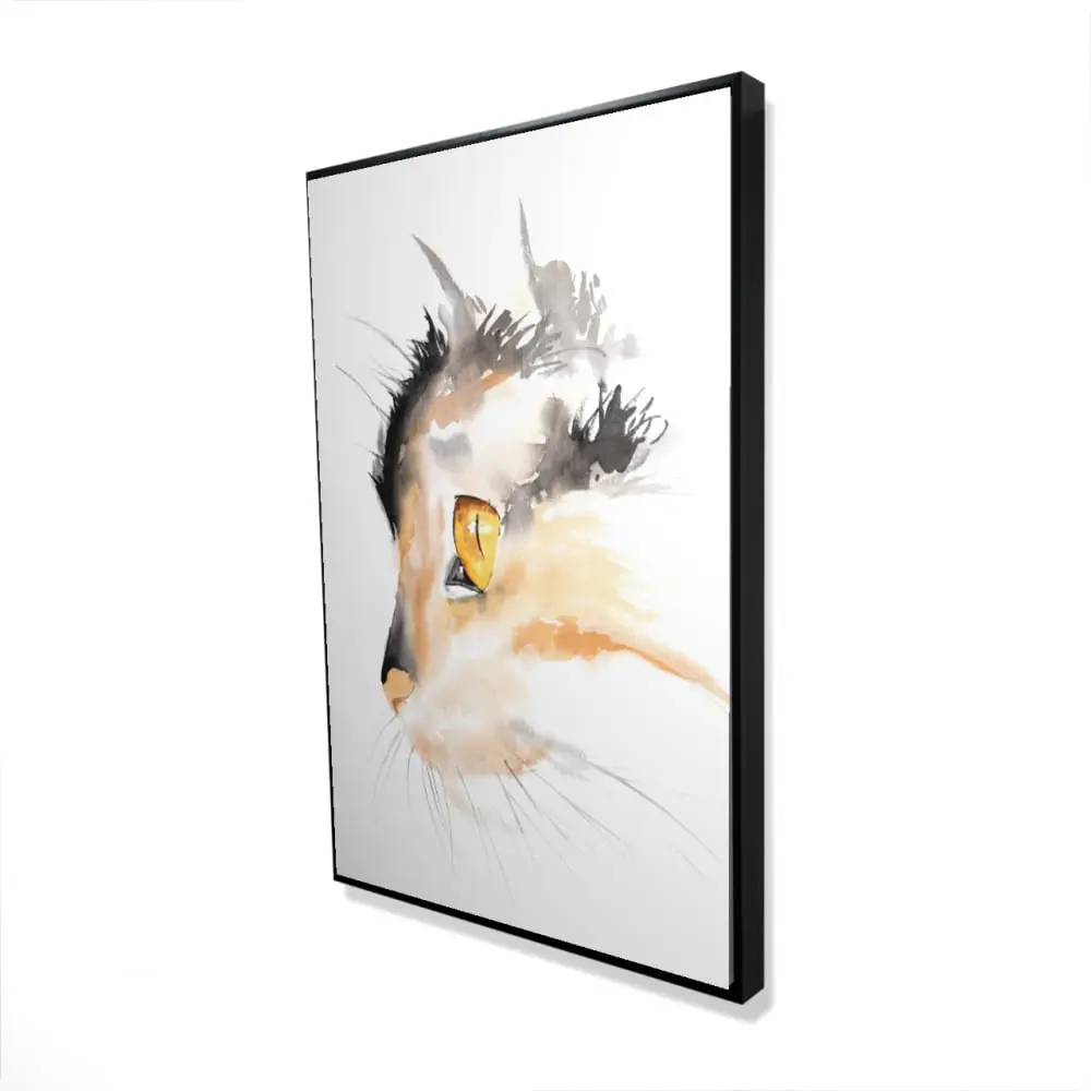212 MAIN 24x36 in. Durable Elegant Framed Wall Artwork - Artistic Watercolor Cat Face Profile Print, Ready-to-Hang Home Supplies Decor for Bedrooms