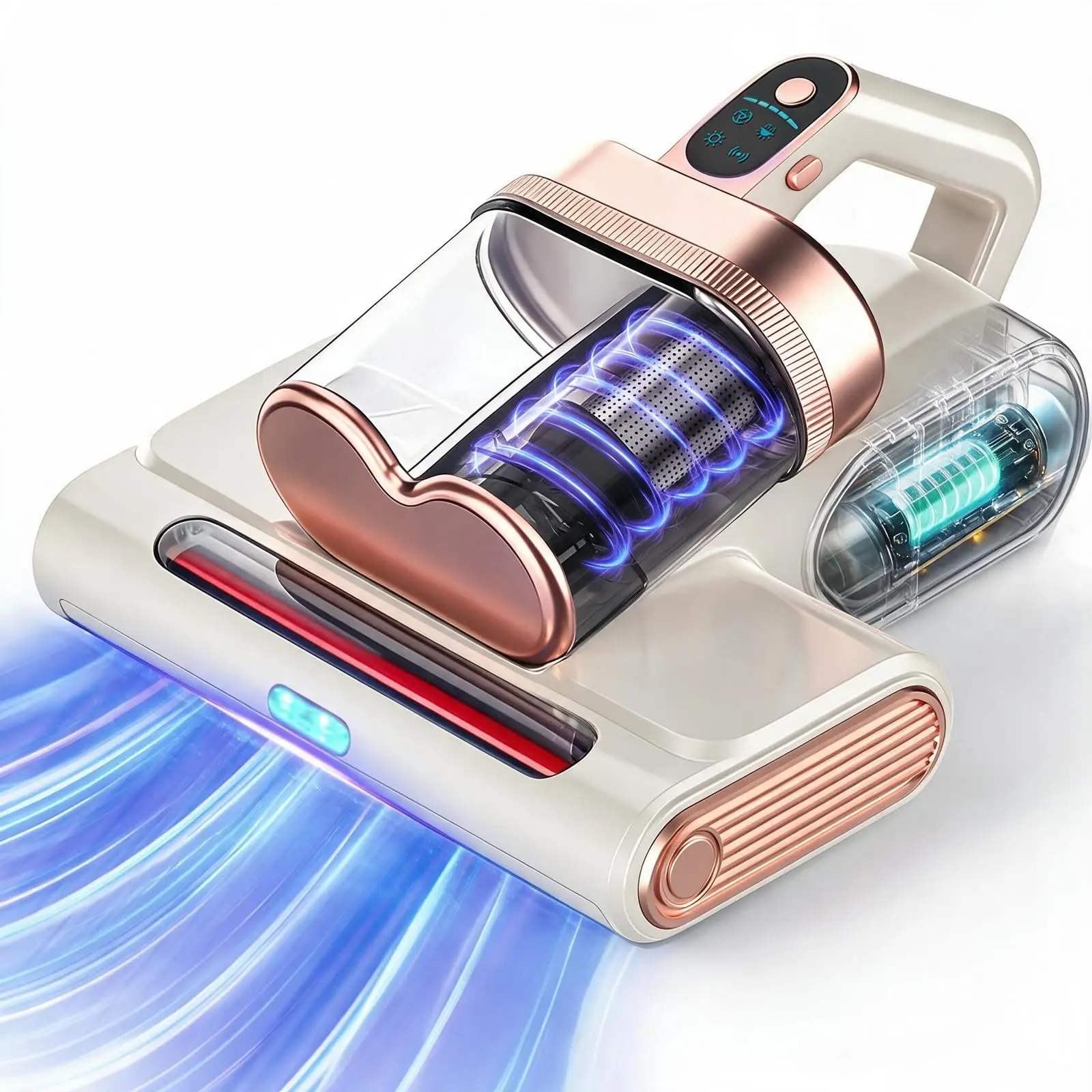 Cordless Rechargeable Mattress Vacuum Cleaner - Handheld Deep-Clean Power, 18kPa Brushless Motor, Green Dust Reveal Light, UV-C Light & Ultrasonic, 145°F Hot Air, Filter & Scented Pad, 35-Min Runtime, 0.6L Dual Cups, for Beds, Pet Hair, Gifts for Women