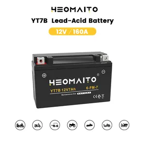 HEOMAITO AGM YT7B-BS 12V 7Ah 160 CCA High Performance Motorcycle Battery, Maintenance-Free, Leak-Proof, Pre-Charged, Ready to Use, Replacement for Motorcycles 125-450cc, ATVs 100-450cc, UTVs, Snowmobiles, Personal Watercraft, Scooters, Lawn Mowers