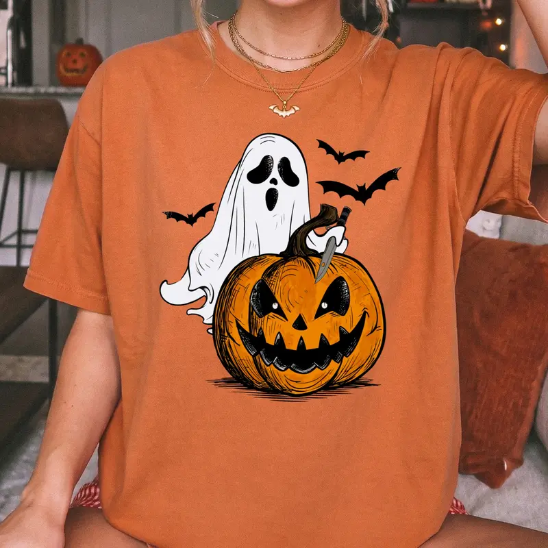 Women's Comfort Colors 1717 Round Neck Short Sleeve Casual Comfy Tee - Fall Halloween T-Shirts Grab Bag (2 Inside), T-Shirts for Women Daily Wear