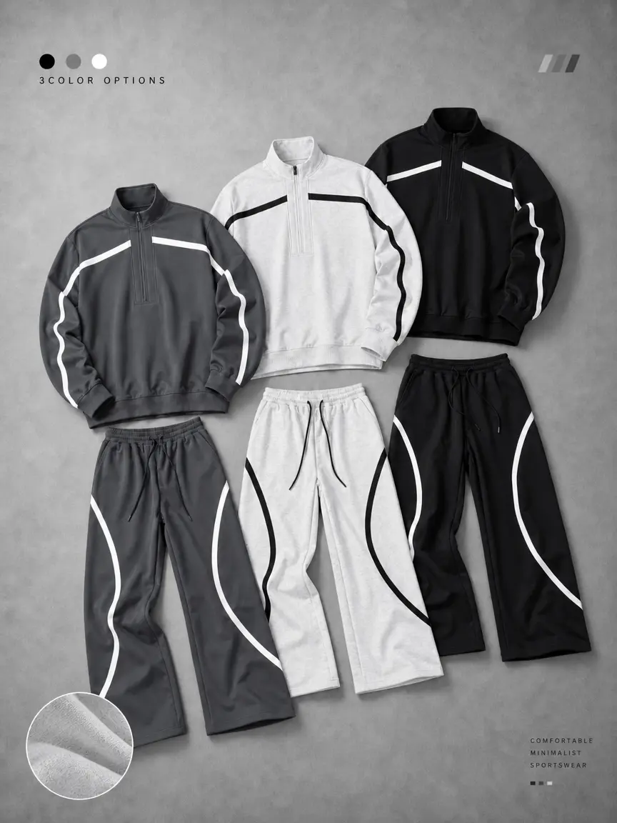 Men’s 2-Piece American-Style Striped Athletic Set - Half-Zip Stand Collar Sweatshirt & Long Pants, Ideal for Gifting, Appreciation Gift, Meaningful Gift, Athleisure Street Fit, Two Piece Sets