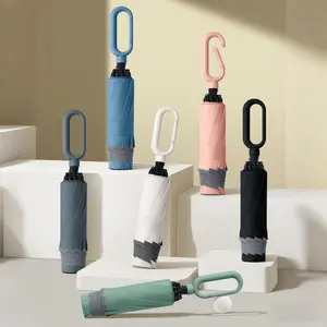 Portable Large Size Automatic Ring Hook Umbrella, Unisex All-Weather UV Protection Folding Sunshade, Compact Fashion Design for Outdoor Travel Rainy Season