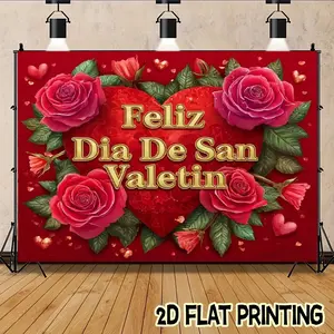 2D Flat Banners 1pc Romantic Floral Heart Red Theme design for parties, events and home decor, perfect for living rooms