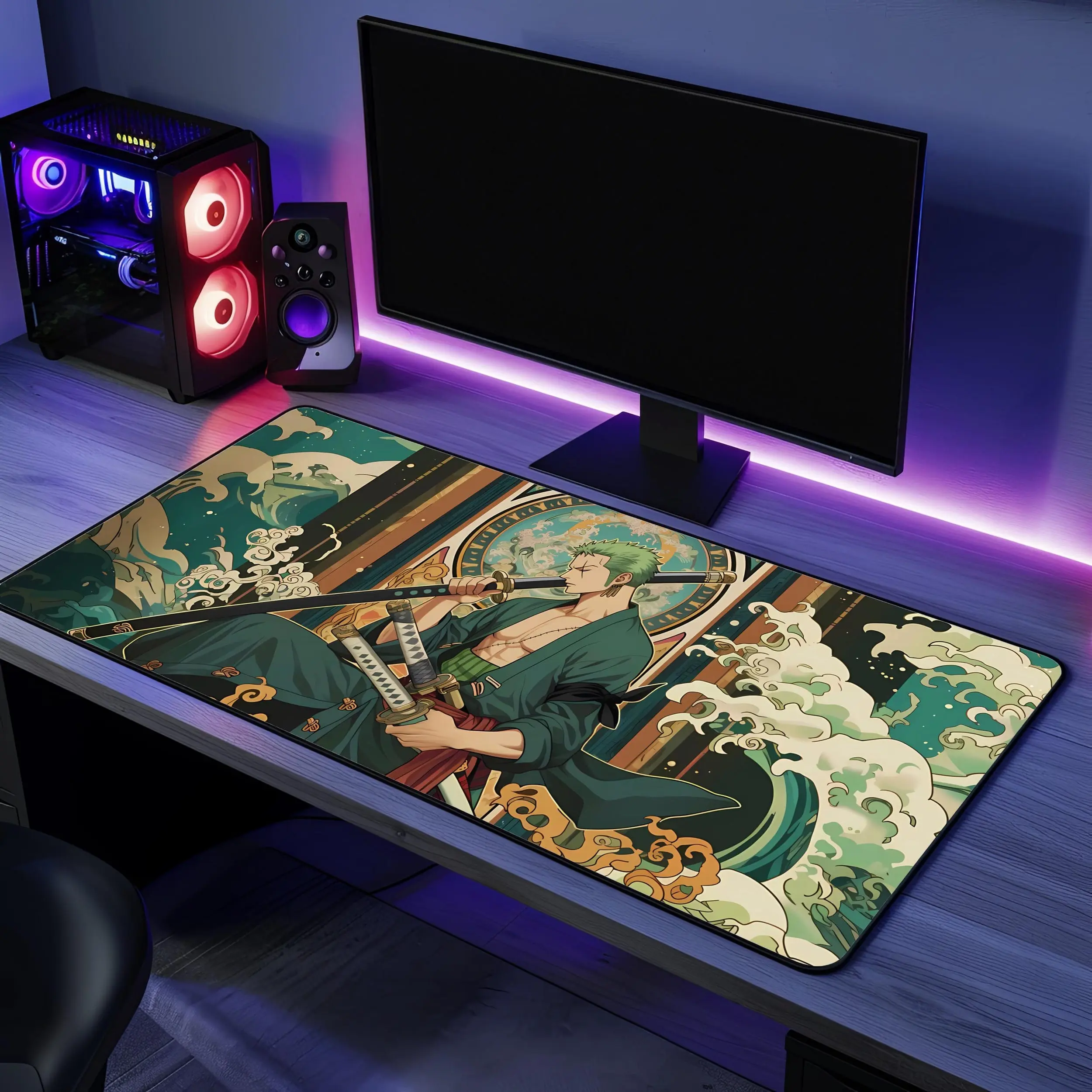 Roronoa Zoro Anime Swordsman Mouse Pad, Keyboard Mat, So Cool Zoro Manga Desk Mat, Swordsman Zoro OP Anime Playmat For Computer Accessories, Gift For Gamers
