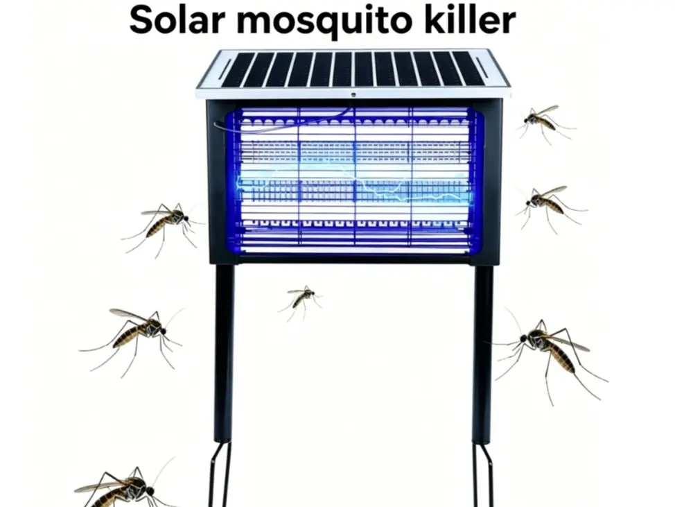 Solar Mosquito Killer Mosquito Insect Trap - 360° UV Light Insect-Control, High-Efficiency Bug Zapper, Waterproof, Solar Charging Panel, Large Long-Lasting Batteries, Outdoor Easy-to-Carry Lamp for Patio, Camping