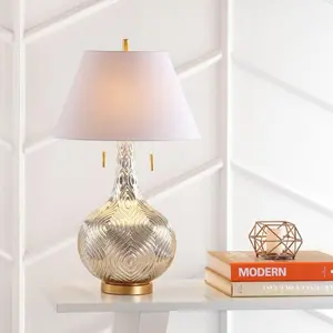 JONATHAN Y Highland Gourd Glass LED Table Lamp , for bedroom, living room, foyer, hallways, dining room, dorms