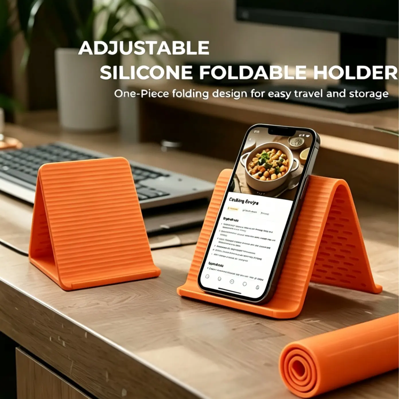 Flexible Silicone Aluminum Mobile Phone Holder Stand, Bendable Folding Rollable Design, Universal Adjustable