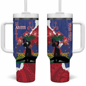 Personalised Haiti Le Marron Inconnu Tumbler With Handle Dashiki Mix Polynesian Pattern