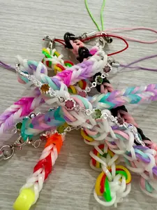 Handwoven Phone Charms | Stretchy Phone Charm with Metal Clasp Connector & Rainbow Loom Design