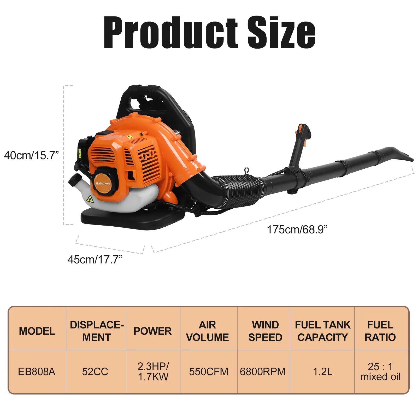 【Fall Sale - Limited Time Only】Explorinox 52cc Gas Backpack Leaf Blower, 550 CFM 2-Stroke Powered Backpack Blower for Yard Leaves, Snow, Dust & Debris