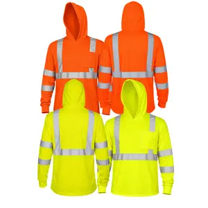 High-Visibility Long-Sleeve Work Safety Hoodie Shirt