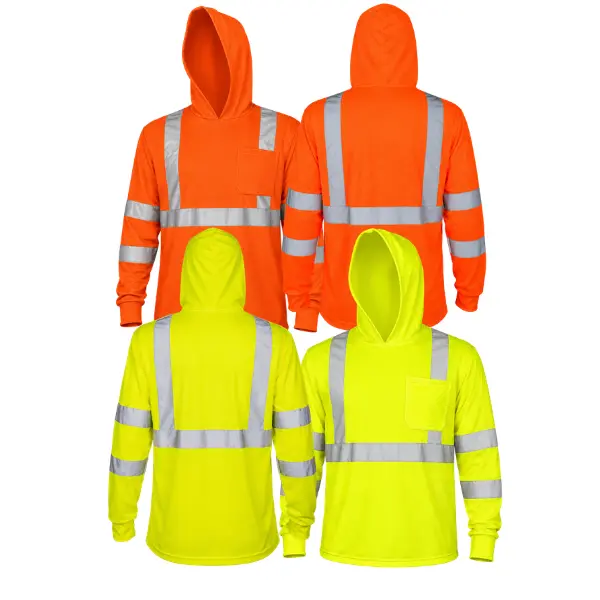 High-Visibility Long-Sleeve Work Safety Hoodie Shirt