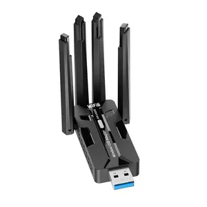 USB WiFi Adapter for PC WiFi Dongle 1800Mbps Max Speed, 4 High-Gain Antennas Ultra-Long Range Signal Reception Wireless USB WiFi 6 Adapter for Desktops & Laptops Dual-Network Card connectivity