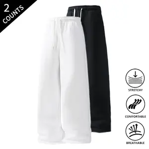 2-Pack Summer Vibes Men’s Streetwear Baggy Sweatpants, Drawstring Elastic Waist Loose Casual Pants, Soft, Breathable & Comfortable
