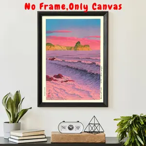 Vintage Japanese Landscape Pattern Unframed Painting, 1 Count Retro Kawase Hasui Poster, Wall Art for Home Living Room Bedroom Decor, Photo