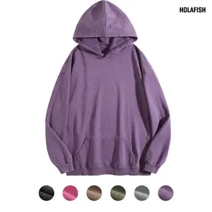 Holafish Oversized Hoodies Pullover Women Fall Acid Wash Plain Preppy Hoodie Streetwear Cotton Vintage Hooded Sweatshirt Cute Pullover Fall Winter Long Sleeve Shirts Outfits Tshirts&Hoodies