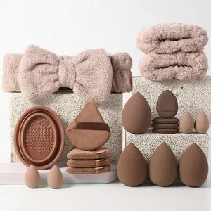 20-Piece Makeup Tool Set.8pcs Silicone Powder Puffs.Anti-Spill Hand Bowl Strap + Hair Band | Travel Portable Set With Powder Puff Cleaning Tools