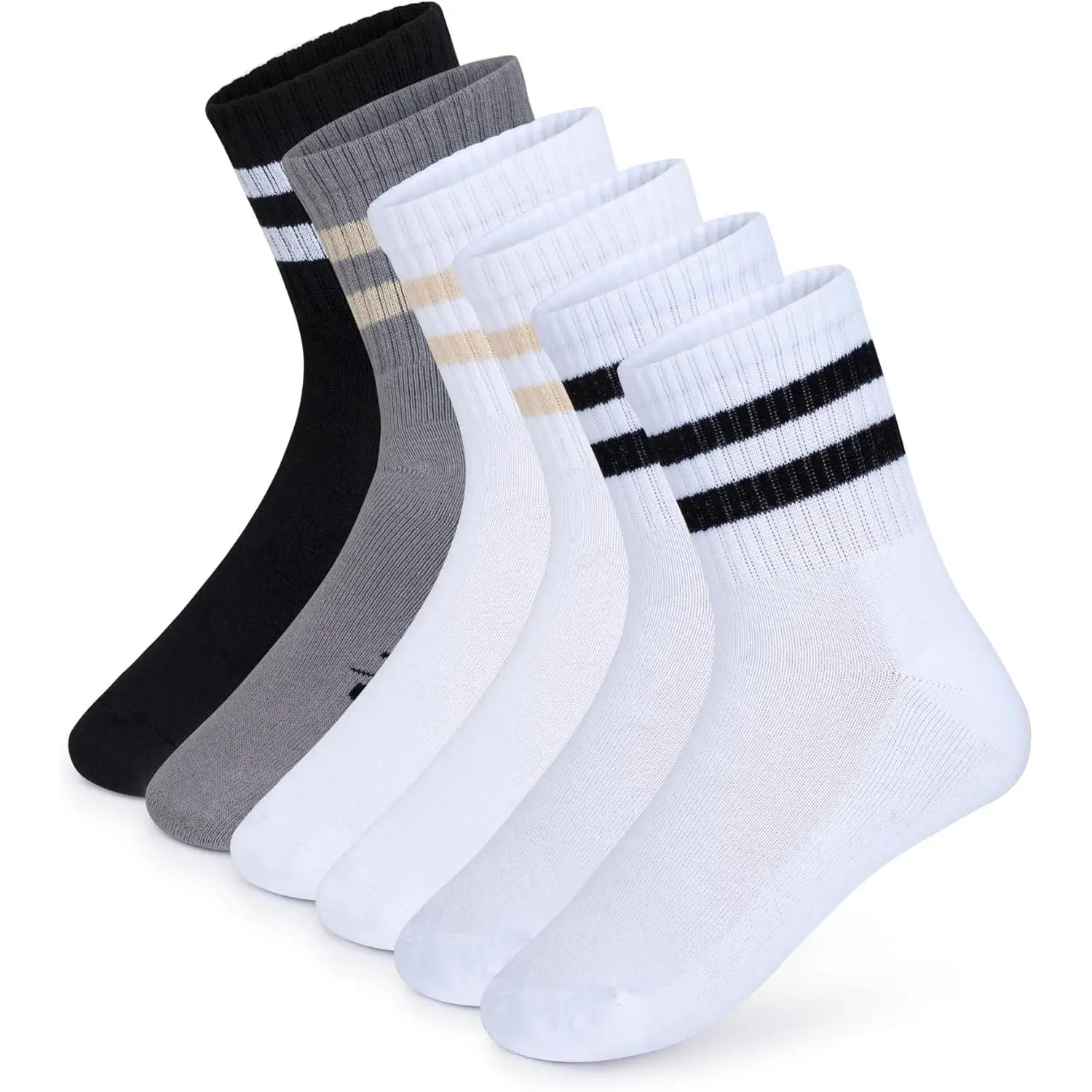 Crew Socks for Women 4-Pack Cushioned Bottom Retro Striped Socks Athletic Ankle Socks Womens Crew Socks Womenswear Bridal Maternity Crewsocks, Breathable Cotton Socks, Soft Breathable Socks