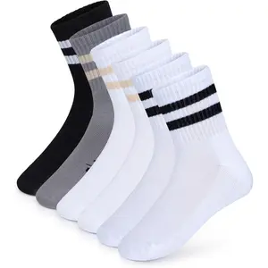 Crew Socks for Women 4-Pack Cushioned Bottom Retro Striped Socks Athletic Ankle Socks Womens Crew Socks Womenswear Bridal Maternity Crewsocks