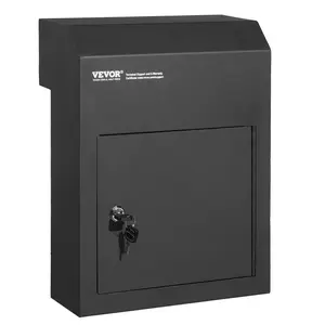 【Spotlight Day】VEVOR Through The Door Key Drop Box, Heavy Duty Steel Through the Door Mailbox with 1.8" 12" Key Lock, 12x6x16" Mail Drop Box, Black