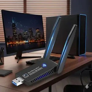 1300Mbps High-Speed USB Wireless Adapter Dongle Super Wifi Dual Band 5GHz 2.4GHz with Antennas for PC Laptop Windows 11/10/8/7 Stable Gaming Streaming Video Conferencing Home Office Network Upgrade