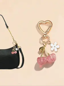 Cherry Design Sparkly Bag Charm, Fashionable Keychain for Women & Girls, Trendy Accessory for Birthdays, Perfect Girlfriend Gift Idea