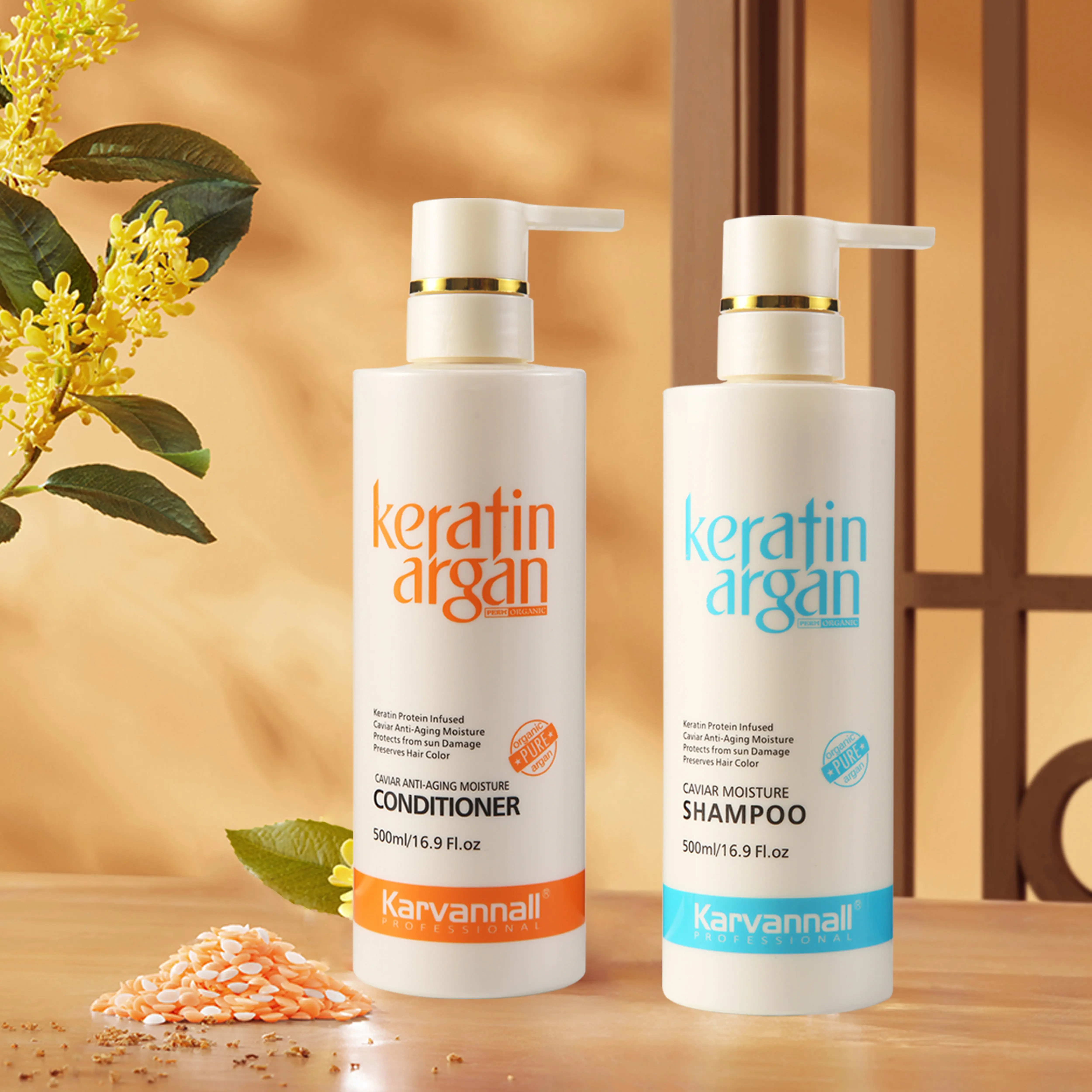 Karvannall Caviar & Keratin Hydrating Shampoo and Conditioner Set, Sulfate-Free Anti-Frizz & Detangling Formula for Dry, Wavy, or Straight Hair, Daily Use with Italian Scent - 2 x 16.9 oz, Curly Locks, Hair Wash Day, Bouncy Hair