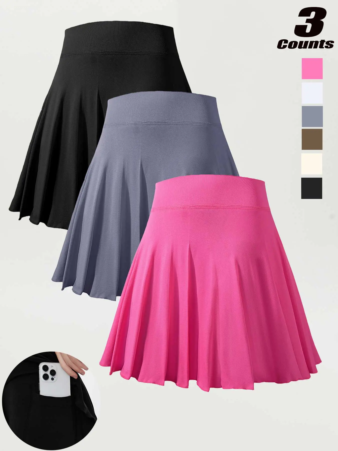 Spring Summer Fashion Women's A-Line High-Waisted Tennis Skirt with Pockets, Breathable Quick-Dry Pleated Yoga Shorts, Sporty Slim-Fit, Sporty Breathable Skorts, Workout Skirts, Stretchy Athletic Skort, Sportswear Workout Skirts, Quick Drying Skort